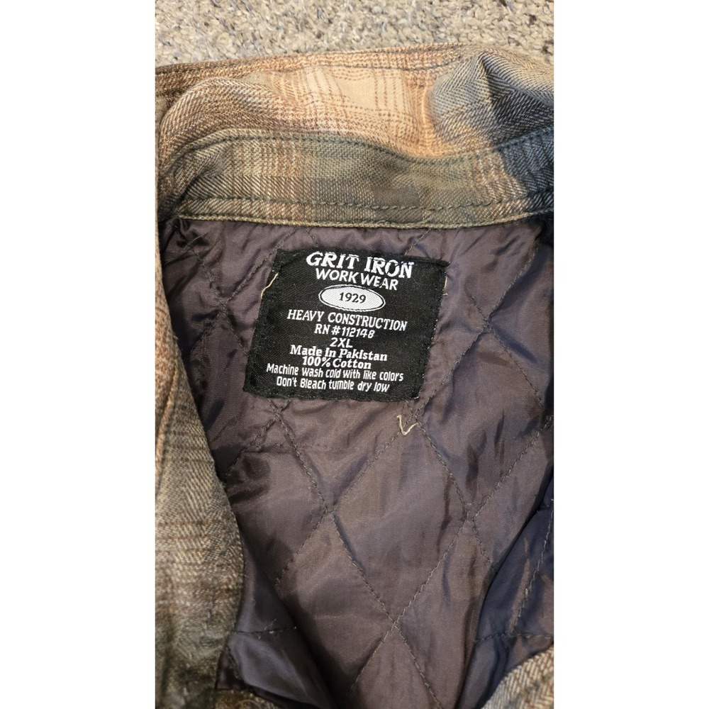 Grit Iron Work Wear 2XL Quilted Lined Plaid Flannel Shirt Jacket Workwear - Picture 2 of 3